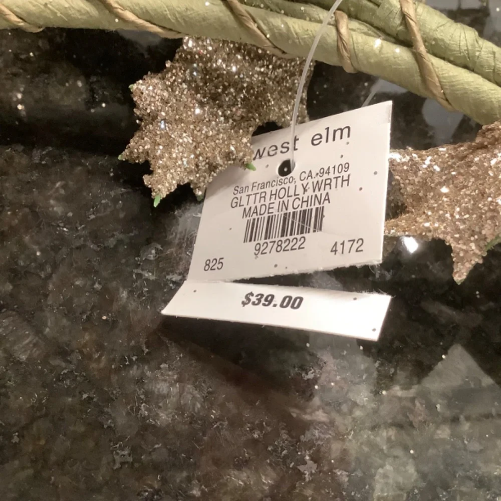 Glitter Holly 15 Inch Artificial Wreath
